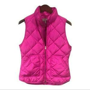 J. Crew Quilted Excursion Down Puffer Vest Barbiecore Hot Pink, Size Small